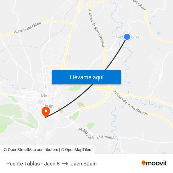 Puente Tablas - Jaén 8 to Jaén Spain map