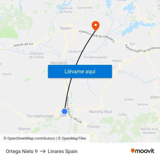 Ortega Nieto 9 to Linares Spain map