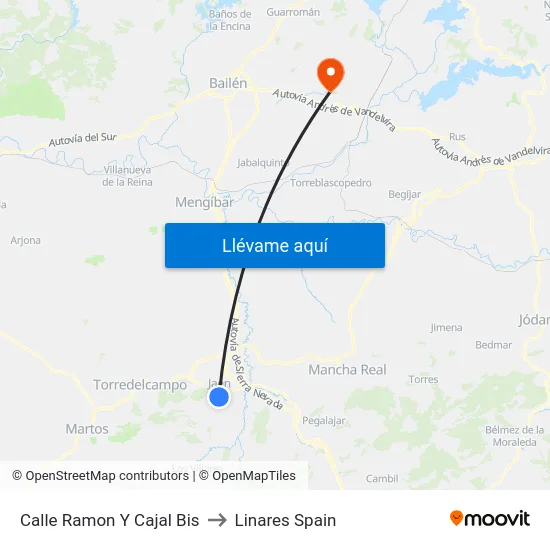 Calle Ramon Y Cajal Bis to Linares Spain map