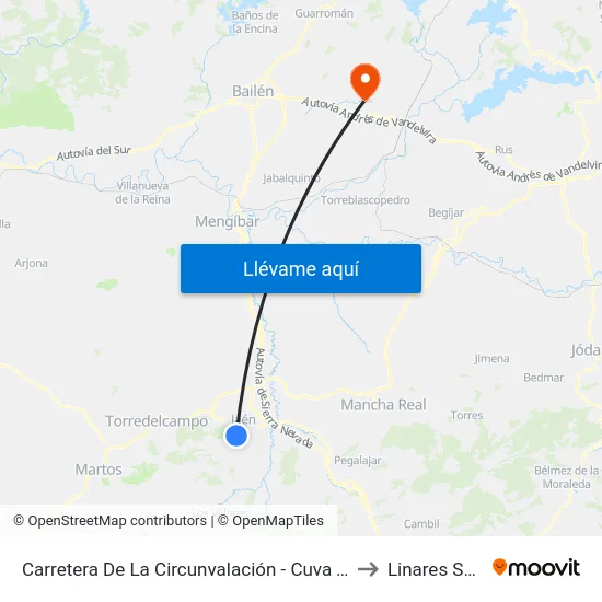 Carretera De La Circunvalación - Cuva Tambor to Linares Spain map