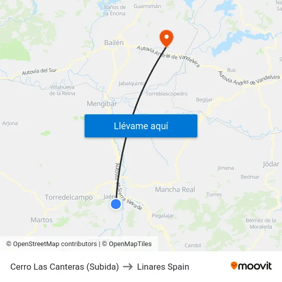 Cerro Las Canteras (Subida) to Linares Spain map