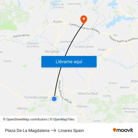 Plaza De La Magdalena to Linares Spain map