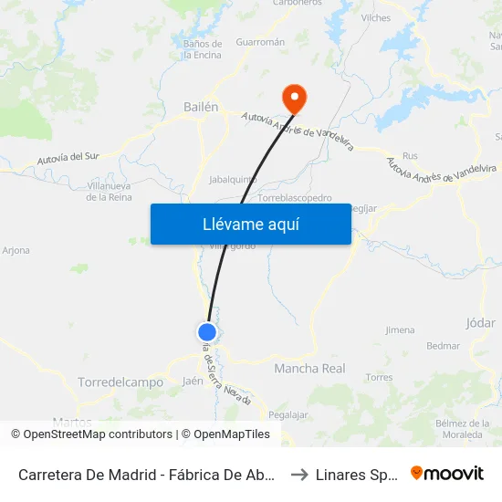 Carretera De Madrid - Fábrica De Abonos to Linares Spain map