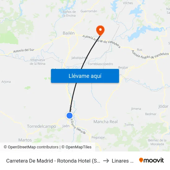 Carretera De Madrid - Rotonda Hotel (Sentido Jaén) to Linares Spain map