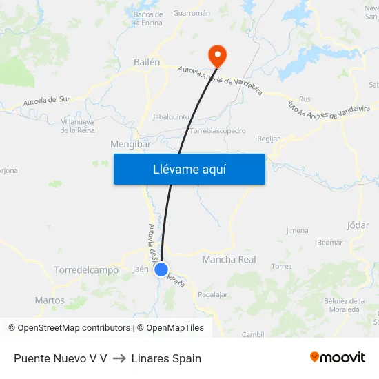 Puente Nuevo V V to Linares Spain map