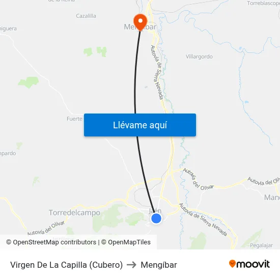 Virgen De La Capilla (Cubero) to Mengíbar map