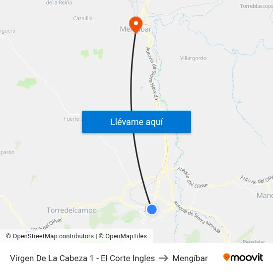Virgen De La Cabeza 1 - El Corte Ingles to Mengíbar map