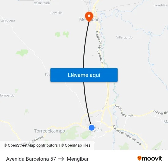 Avenida Barcelona 57 to Mengíbar map