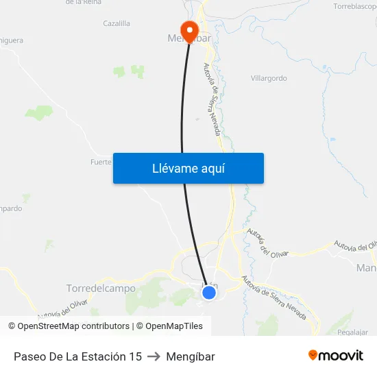Paseo De La Estación 15 to Mengíbar map