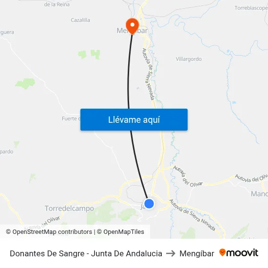 Donantes De Sangre - Junta De Andalucia to Mengíbar map