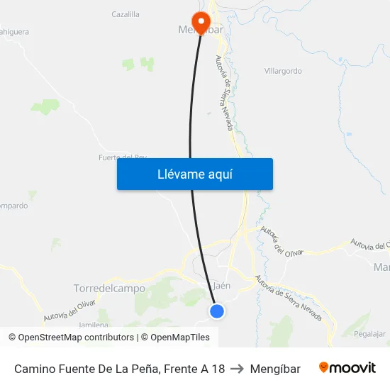 Camino Fuente De La Peña, Frente A 18 to Mengíbar map