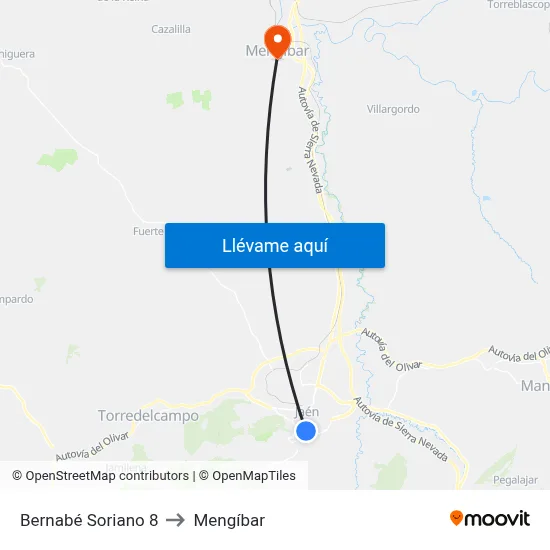 Bernabé Soriano 8 to Mengíbar map