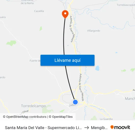 Santa María Del Valle - Supermercado Lidl to Mengíbar map