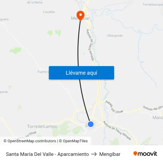 Santa María Del Valle - Aparcamiento to Mengíbar map