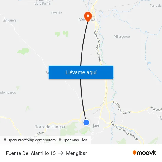 Fuente Del Alamillo 15 to Mengíbar map