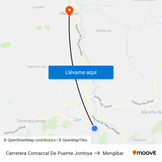 Carretera Comarcal De Puente Jontoya to Mengíbar map