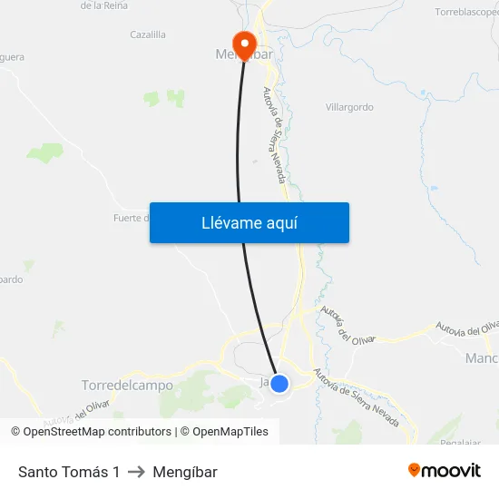 Santo Tomás 1 to Mengíbar map