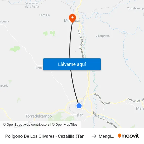 Polígono De Los Olivares - Cazalilla (Tanatorio) to Mengíbar map