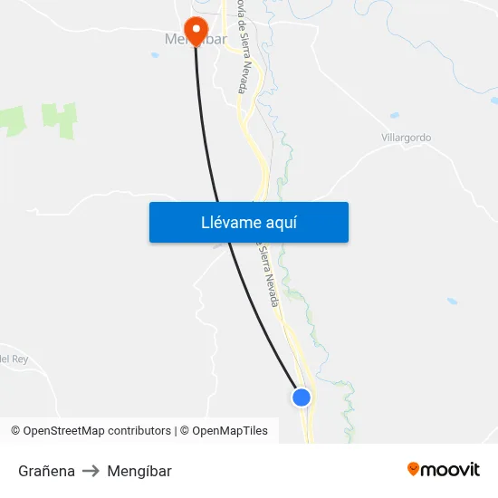 Grañena to Mengíbar map