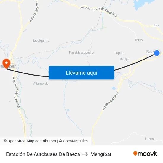 Estación De Autobuses De Baeza to Mengíbar map