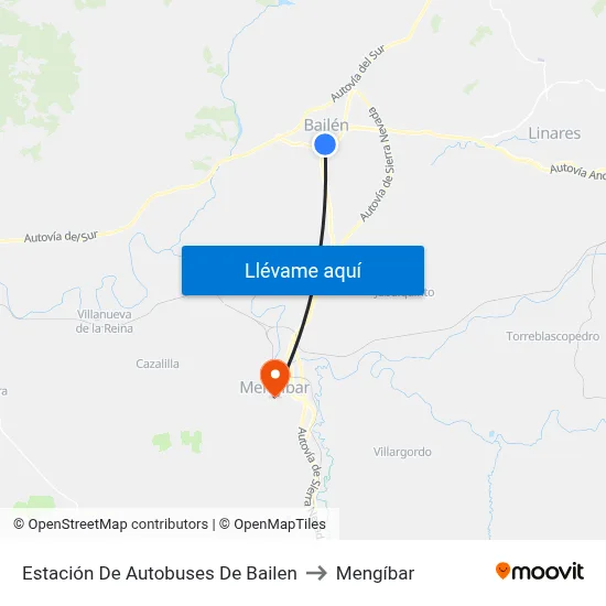 Estación De Autobuses De Bailen to Mengíbar map