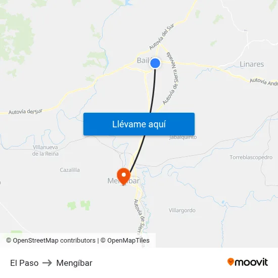 El Paso to Mengíbar map