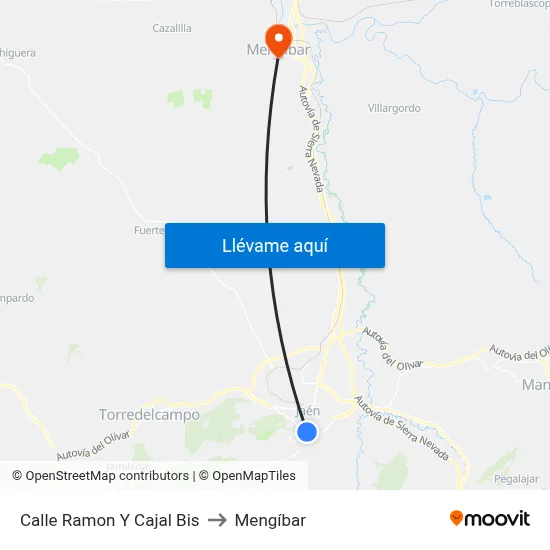 Calle Ramon Y Cajal Bis to Mengíbar map