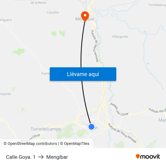 Calle Goya. 1 to Mengíbar map