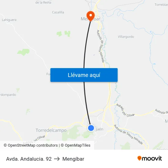 Avda. Andalucia. 92 to Mengíbar map