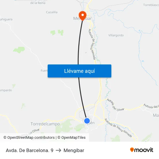 Avda. De Barcelona. 9 to Mengíbar map