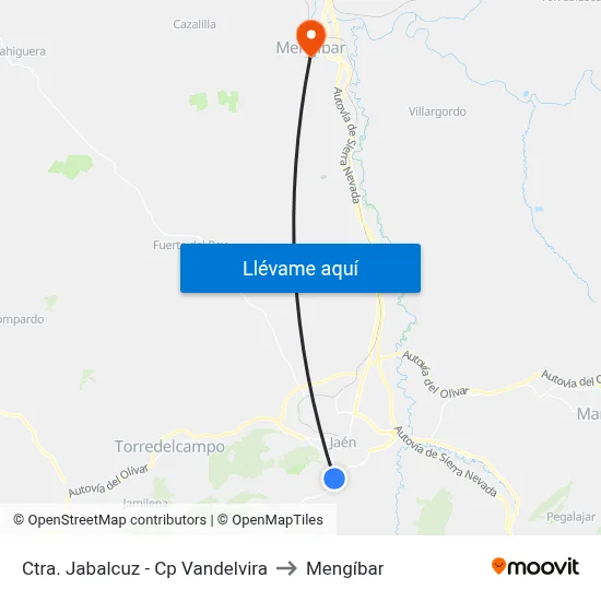 Ctra. Jabalcuz - Cp Vandelvira to Mengíbar map
