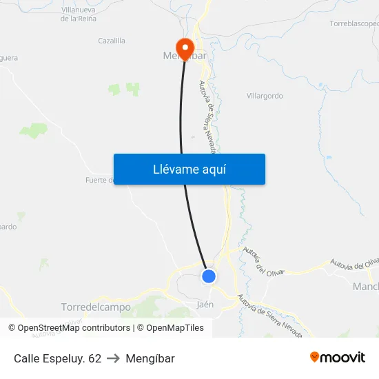 Calle Espeluy. 62 to Mengíbar map