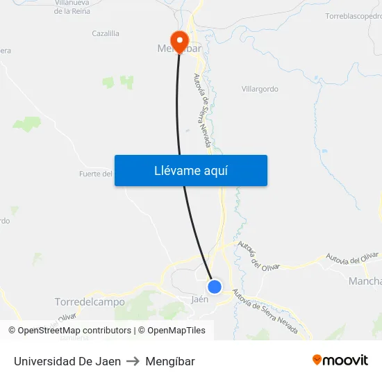 Universidad De Jaen to Mengíbar map