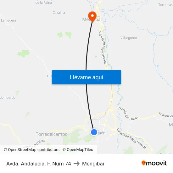 Avda. Andalucia. F. Num 74 to Mengíbar map