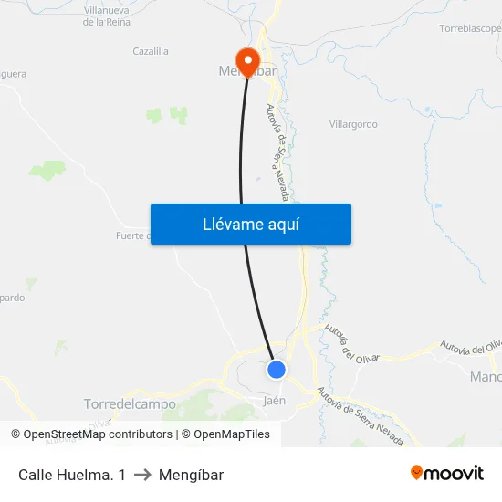 Calle Huelma. 1 to Mengíbar map