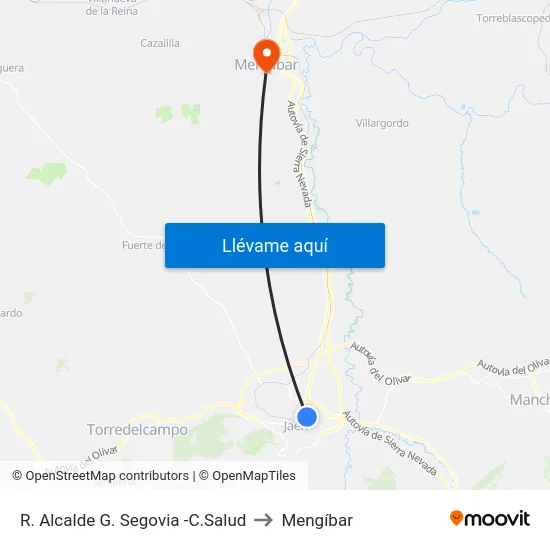 R. Alcalde G. Segovia -C.Salud to Mengíbar map