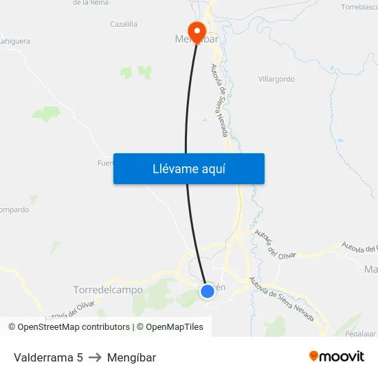 Valderrama 5 to Mengíbar map