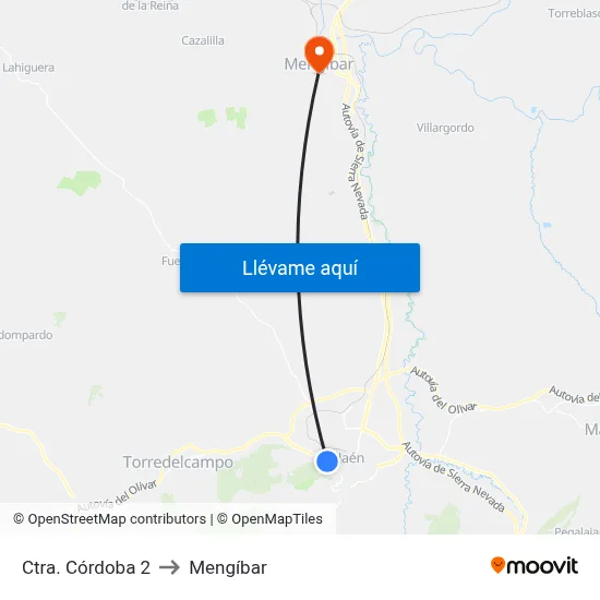 Ctra. Córdoba 2 to Mengíbar map