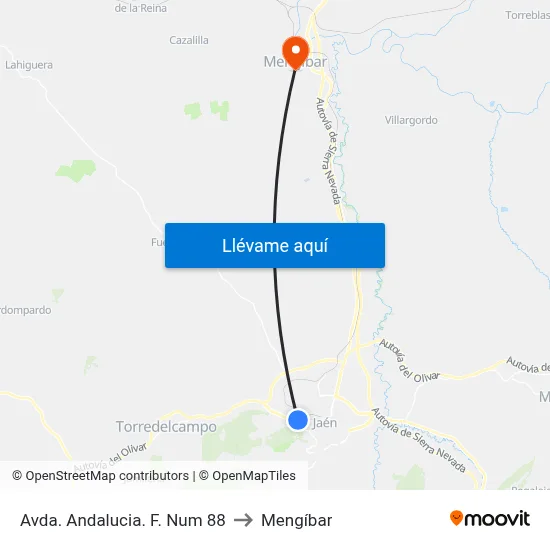 Avda. Andalucia. F. Num 88 to Mengíbar map