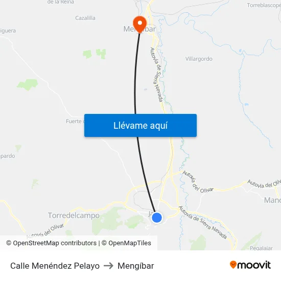 Calle Menéndez Pelayo to Mengíbar map