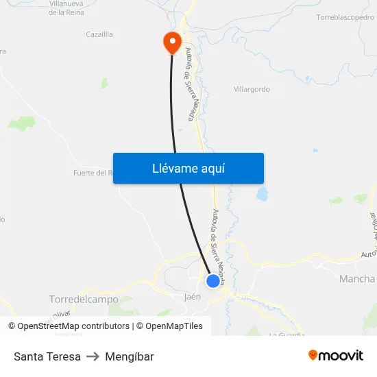 Santa Teresa to Mengíbar map