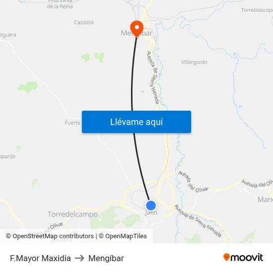 F.Mayor Maxidia to Mengíbar map