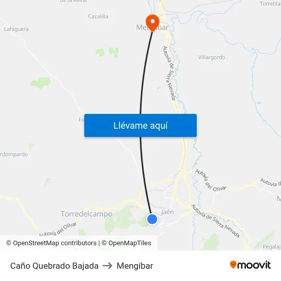 Caño Quebrado Bajada to Mengíbar map