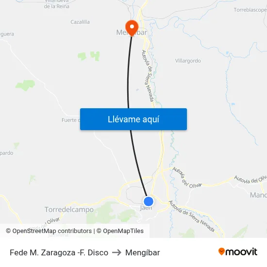 Fede M. Zaragoza -F. Disco to Mengíbar map