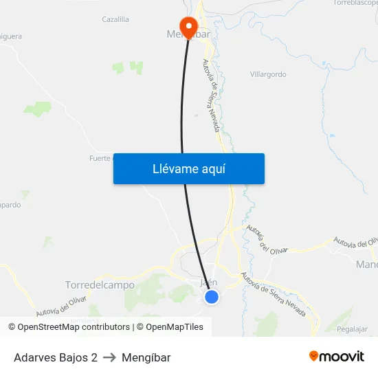 Adarves Bajos 2 to Mengíbar map