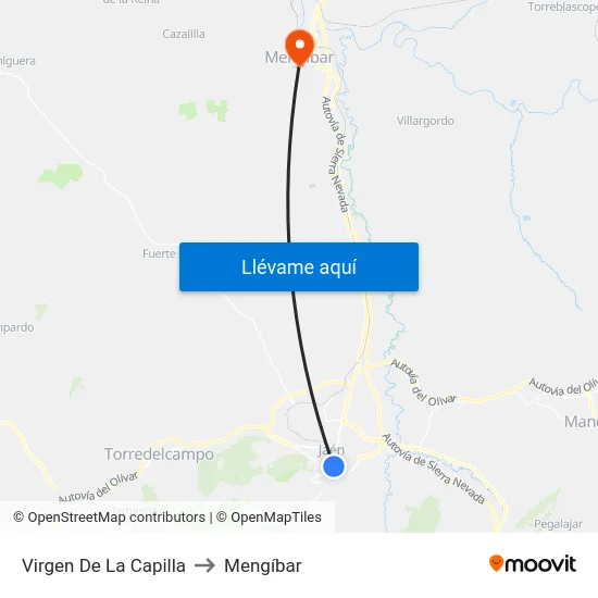 Virgen De La Capilla to Mengíbar map