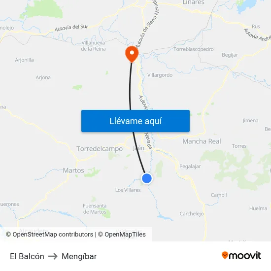 El Balcón to Mengíbar map