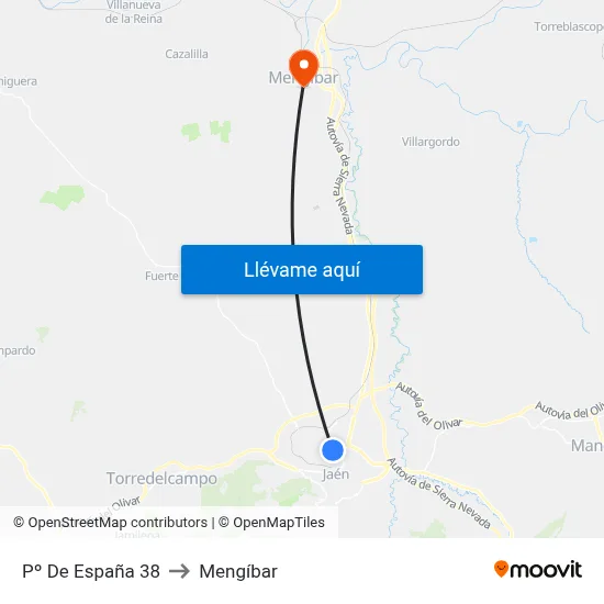 Pº De España 38 to Mengíbar map