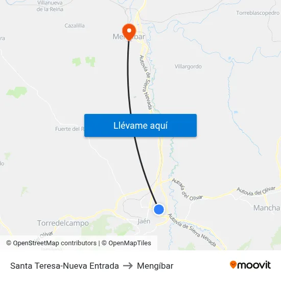 Santa Teresa-Nueva Entrada to Mengíbar map