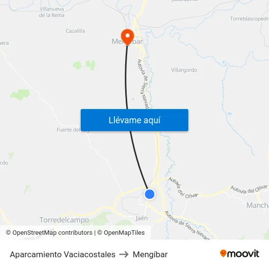 Aparcamiento Vaciacostales to Mengíbar map